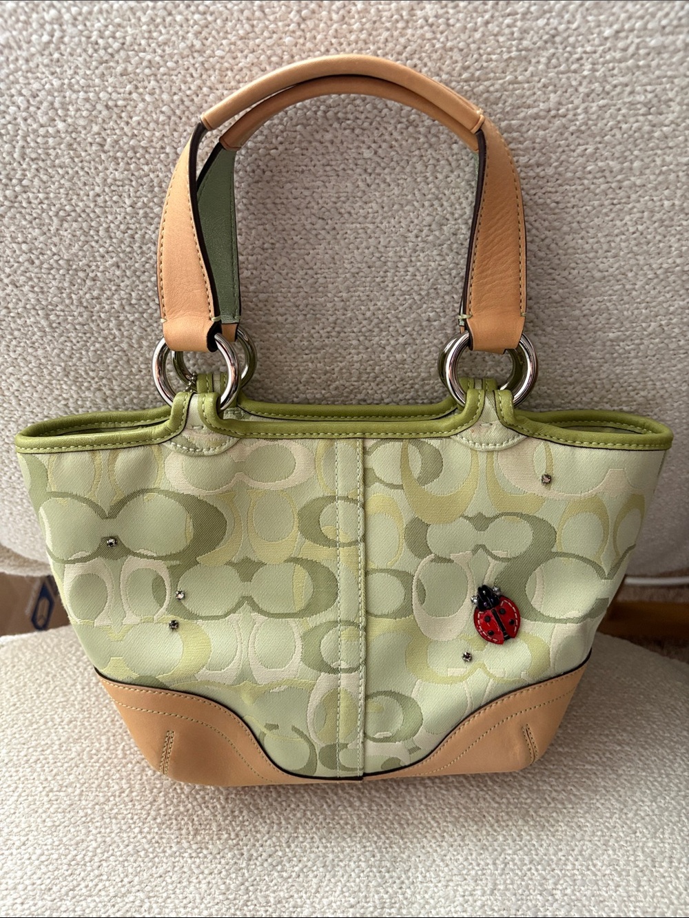 Coach Limited Edition 2004 Light Green Ladybug 🐞 Signature Tote - Picture 5 of 10